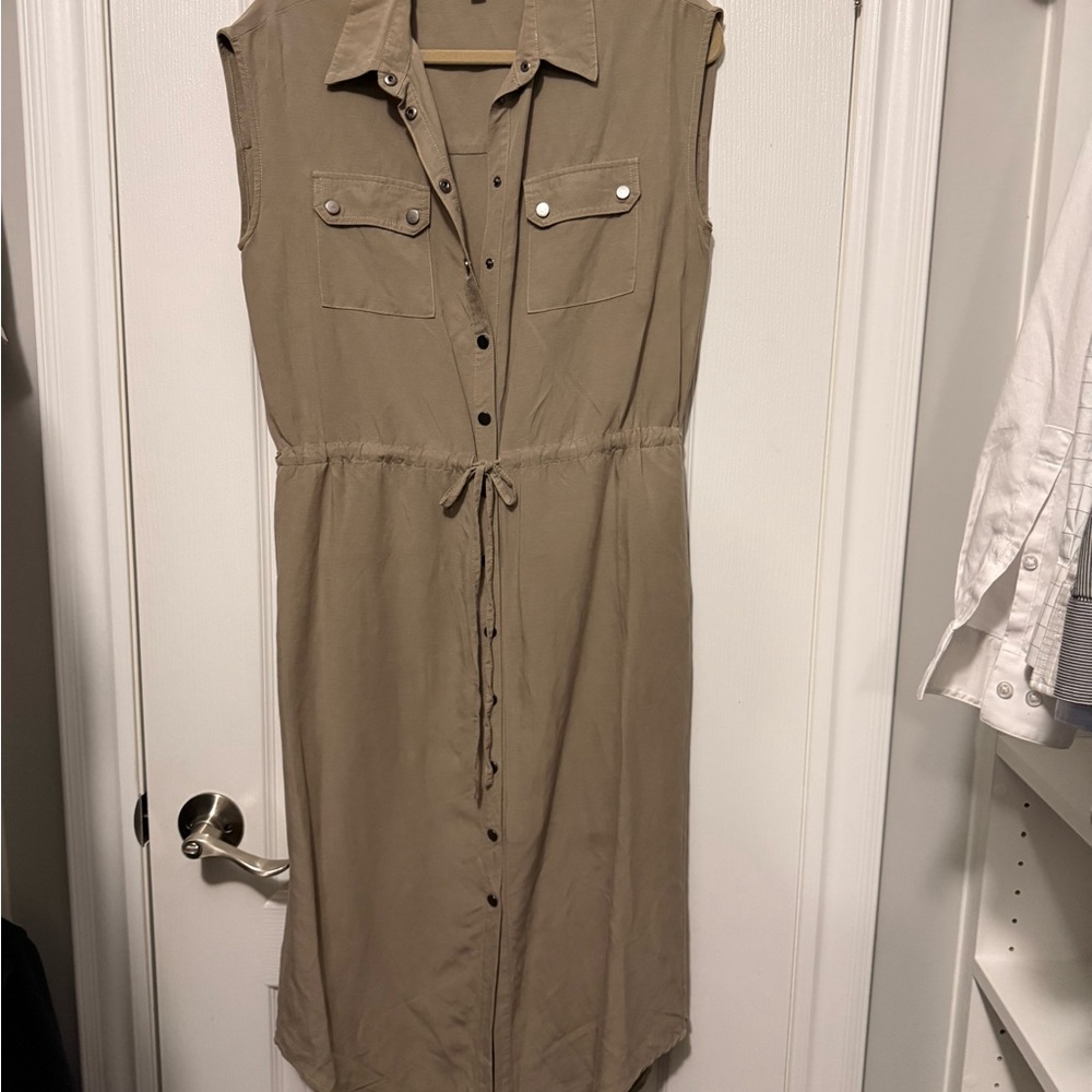 Tristan Beige Sleeveless Midi Dress
